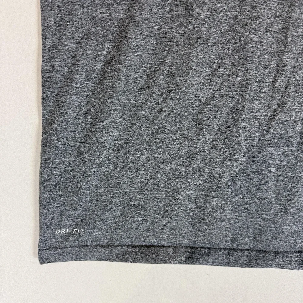 Nike Dri-FIT Shirt Kids Medium Gray Crewneck Short Sleeve Swoosh Logo Athletic